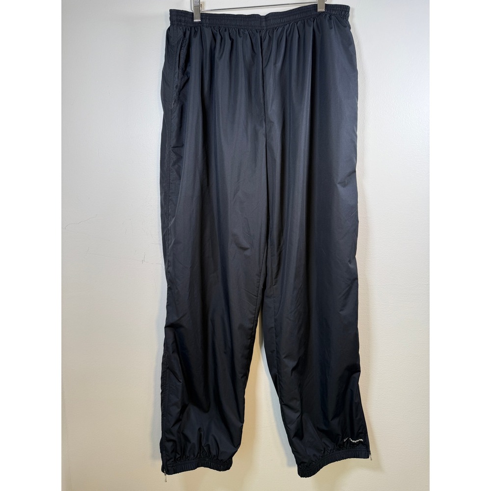 Reebok Mens XXL Black Vintage Track Pants Windbreaker Lined‎ Baggy Y2K Sporty